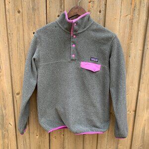 Patagonia Synchilla Snap T Fleece Pullover Gray/Pink Small